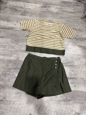 Bobbie Brooks Olive green blouse and skort